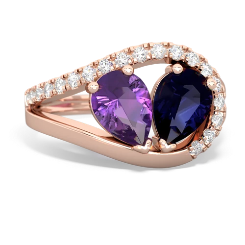 amethyst-sapphire pave heart ring