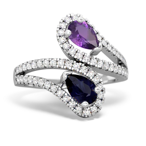 amethyst-sapphire pave swirls ring