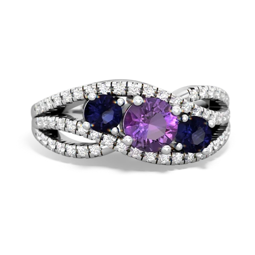 amethyst-sapphire three stone pave ring