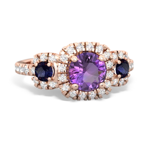 Amethyst Genuine Amethyst with Genuine Sapphire and Genuine Citrine Regal Halo ring Ring