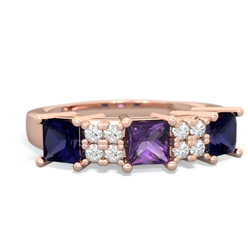Amethyst Genuine Amethyst with Genuine Sapphire and Lab Created Emerald Three Stone ring Ring