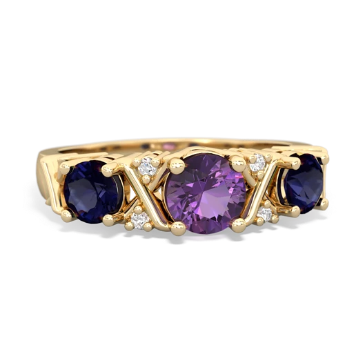 Amethyst Genuine Amethyst with Genuine Sapphire and Lab Created Emerald Hugs and Kisses ring Ring