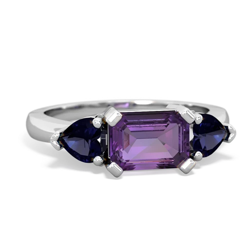 Amethyst Genuine Amethyst with Genuine Sapphire and Lab Created Emerald Three Stone ring Ring