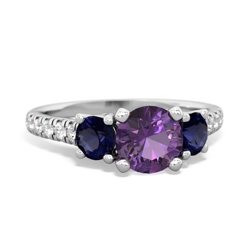 Amethyst Genuine Amethyst with Genuine Sapphire and Genuine Citrine Pave Trellis ring Ring