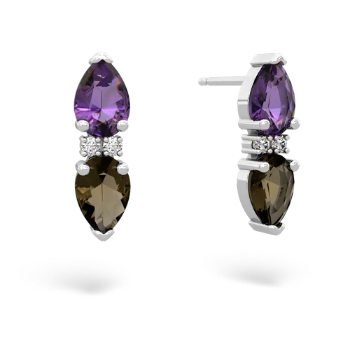amethyst-smoky quartz bowtie earrings