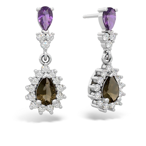 amethyst-smoky quartz dangle earrings