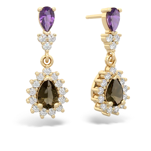 amethyst-smoky quartz dangle earrings