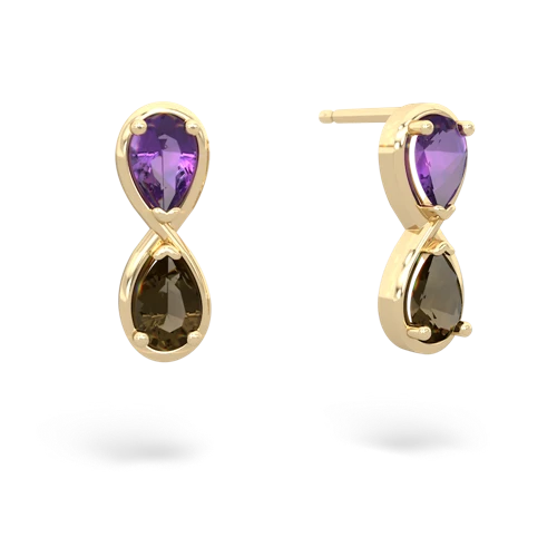 amethyst-smoky quartz infinity earrings