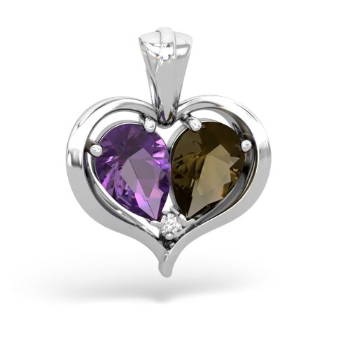 amethyst-smoky quartz half heart whole pendant