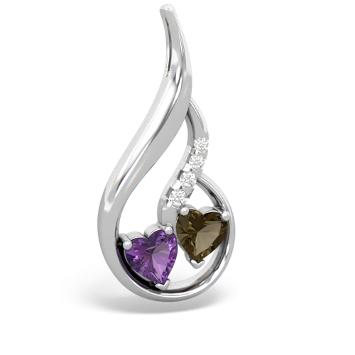 Genuine Amethyst with Genuine Smoky Quartz Keepsake Curves pendant