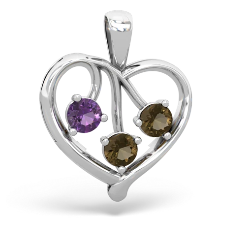 Genuine Amethyst with Genuine Smoky Quartz and Genuine Peridot Glowing Heart pendant