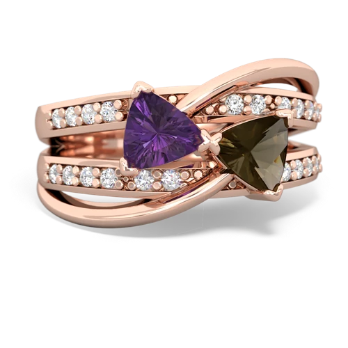 amethyst-smoky quartz couture ring