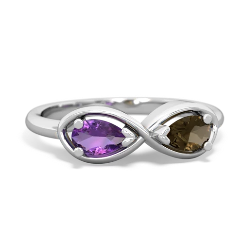 amethyst-smoky quartz infinity ring