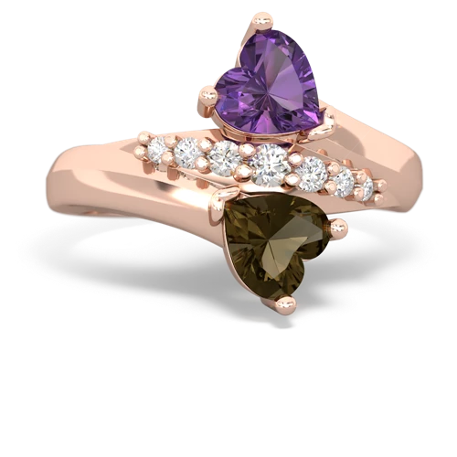 amethyst-smoky quartz modern ring