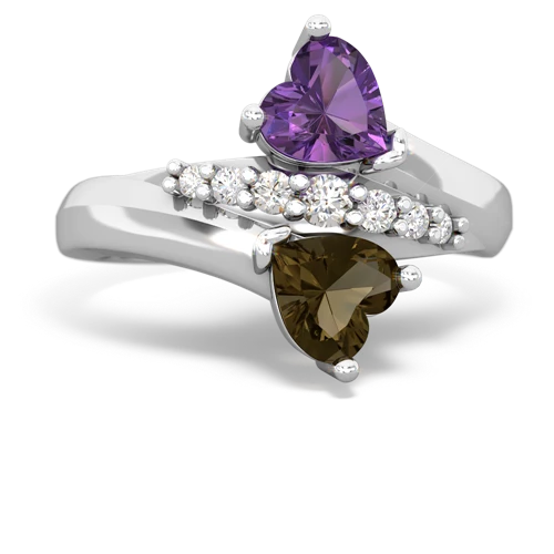 amethyst-smoky quartz modern ring