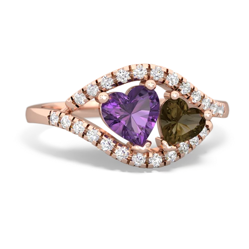 amethyst-smoky quartz mother child ring