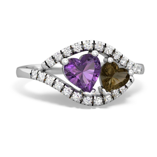 amethyst-smoky quartz mother child ring