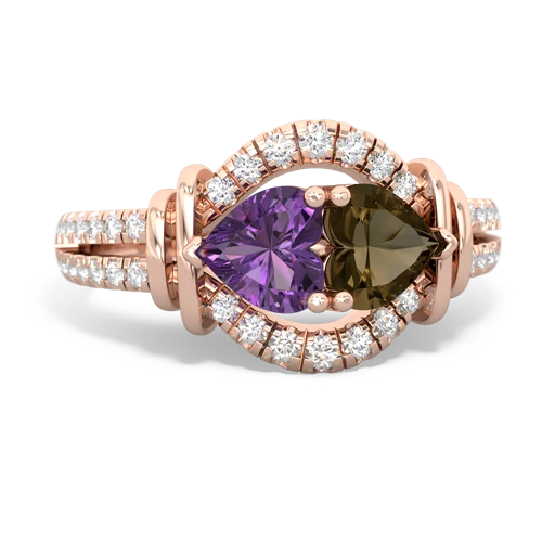 amethyst-smoky quartz pave keepsake ring