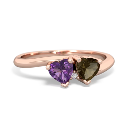 Amethyst Genuine Amethyst with Genuine Smoky Quartz Sweetheart's Promise ring Ring