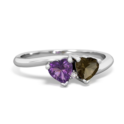 Genuine Amethyst with Genuine Smoky Quartz Sweetheart's Promise ring