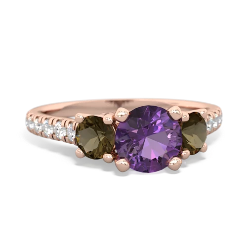 amethyst-smoky quartz trellis pave ring