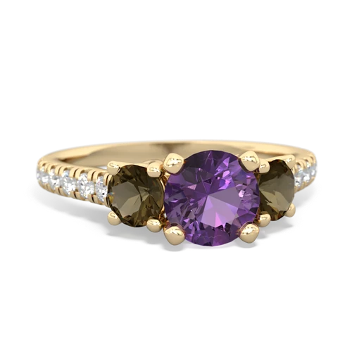 amethyst-smoky quartz trellis pave ring