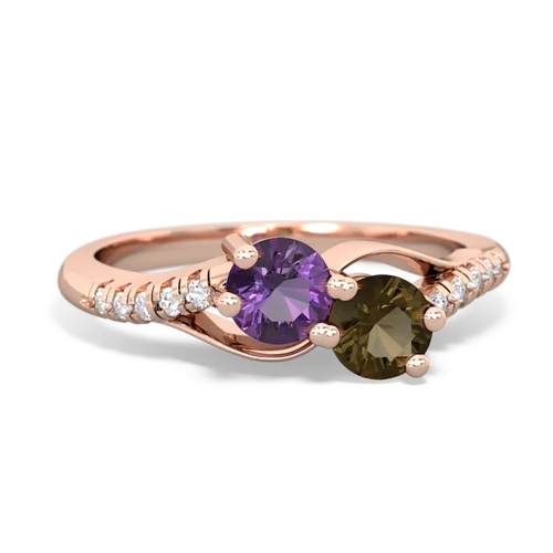 amethyst-smoky quartz two stone infinity ring