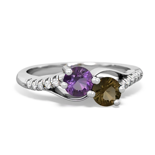 amethyst-smoky quartz two stone infinity ring