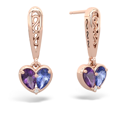 amethyst-tanzanite filligree earrings