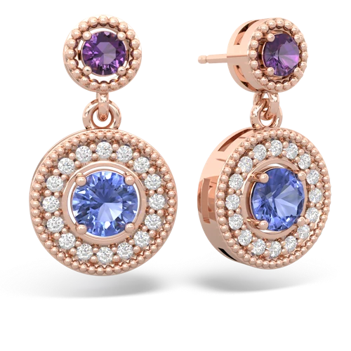 amethyst-tanzanite halo earrings