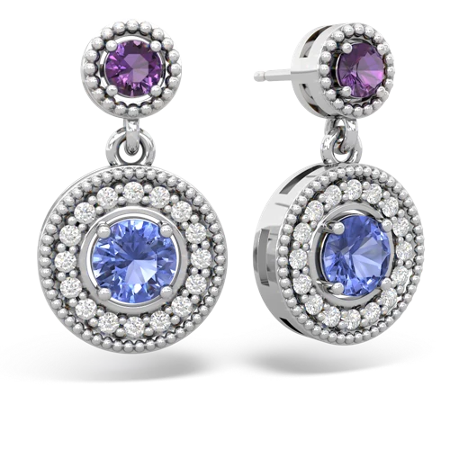 amethyst-tanzanite halo earrings