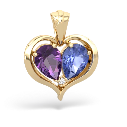 amethyst-tanzanite half heart whole pendant