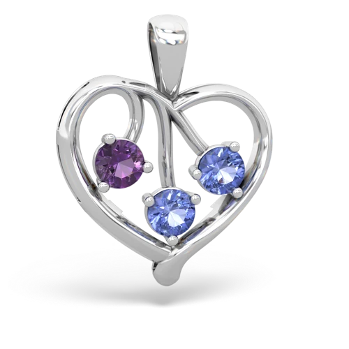 Amethyst Genuine Amethyst with Genuine Tanzanite and Lab Created Emerald Glowing Heart pendant Pendant