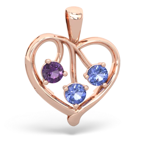 amethyst-tanzanite love heart pendant