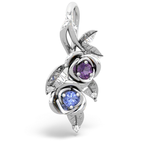 Amethyst Genuine Amethyst with Genuine Tanzanite Rose Vine pendant Pendant