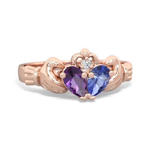 amethyst-tanzanite claddagh ring