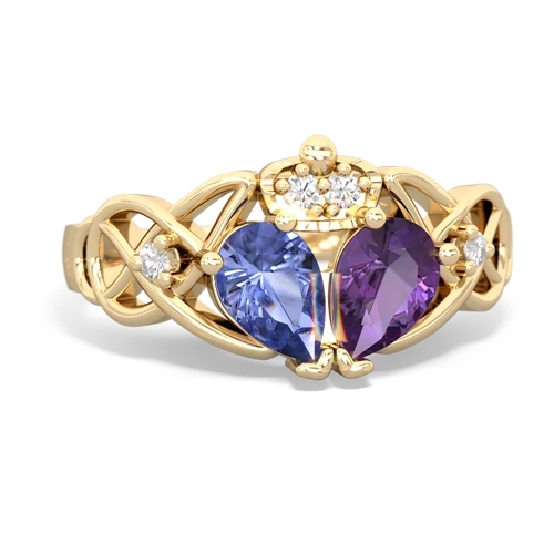 amethyst-tanzanite claddagh ring