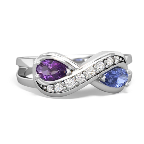 Amethyst Genuine Amethyst with Genuine Tanzanite Diamond Infinity ring Ring