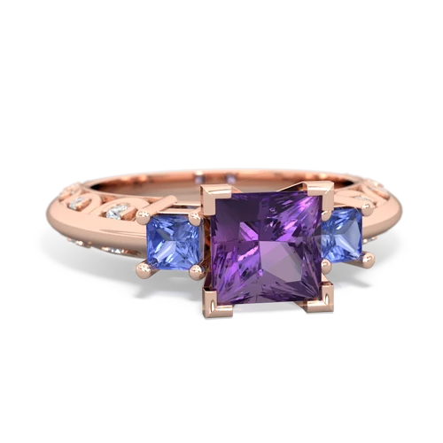 Amethyst Genuine Amethyst with Genuine Tanzanite and  Art Deco ring Ring