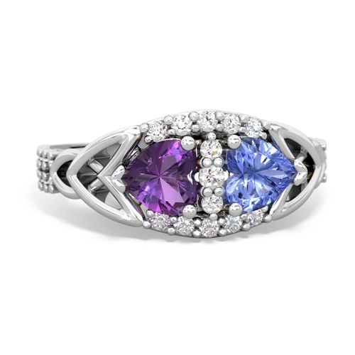 Amethyst Genuine Amethyst with Genuine Tanzanite Celtic Knot Engagement ring Ring