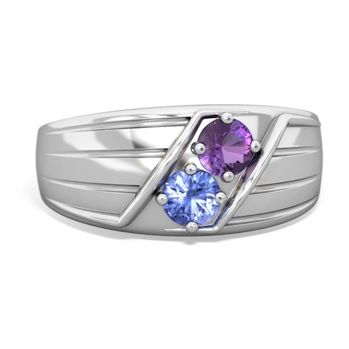 amethyst-tanzanite mens ring