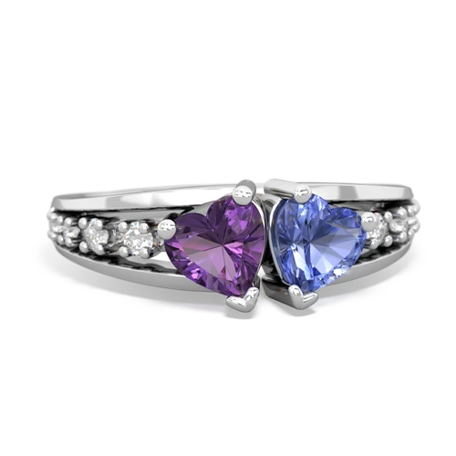 amethyst-tanzanite modern ring