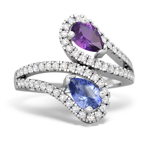 amethyst-tanzanite pave swirls ring