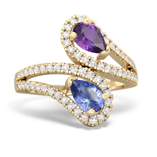 amethyst-tanzanite pave swirls ring