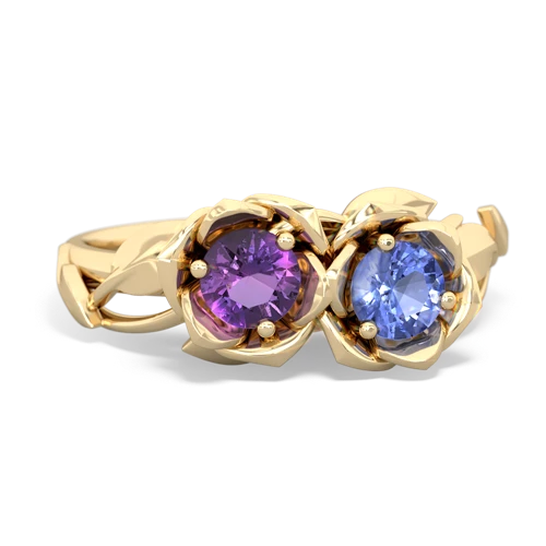 amethyst-tanzanite roses ring