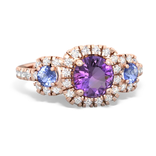 Amethyst Genuine Amethyst with Genuine Tanzanite and Lab Created Emerald Regal Halo ring Ring