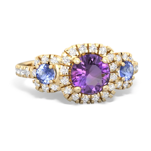 Amethyst Genuine Amethyst with Genuine Tanzanite and  Regal Halo ring Ring