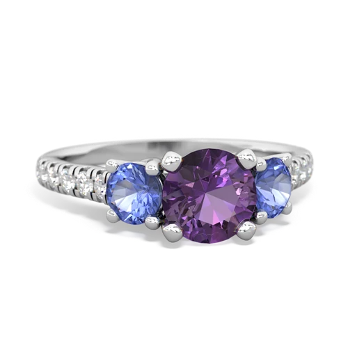 Amethyst Genuine Amethyst with Genuine Tanzanite and  Pave Trellis ring Ring
