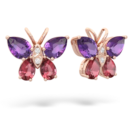 amethyst-tourmaline butterfly earrings