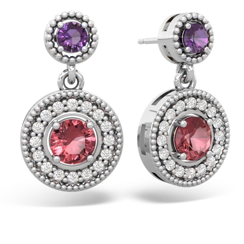 amethyst-tourmaline halo earrings